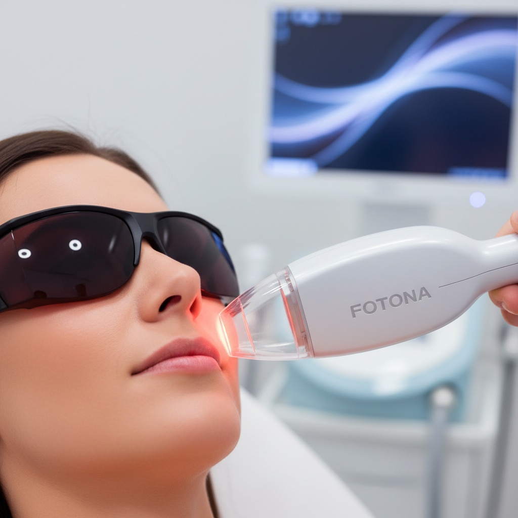 Equipamento Fotona a laser utilizado em tratamentos dermatológicos